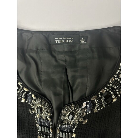 Rickie Freeman Teri Jon Womens Wool Embellished Blazer Beaded Jacket Size 6 EUC - Picture 7 of 10